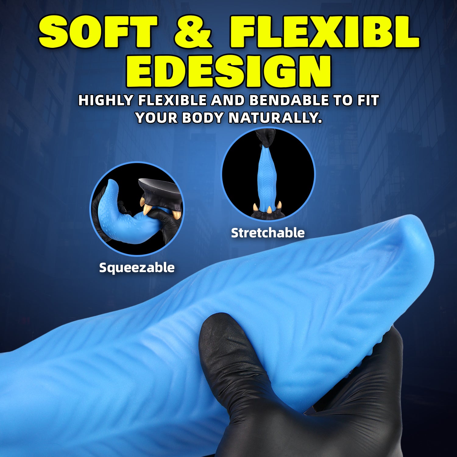Gaffin Lightning Blue Cat Tongue Fantasy Dildo