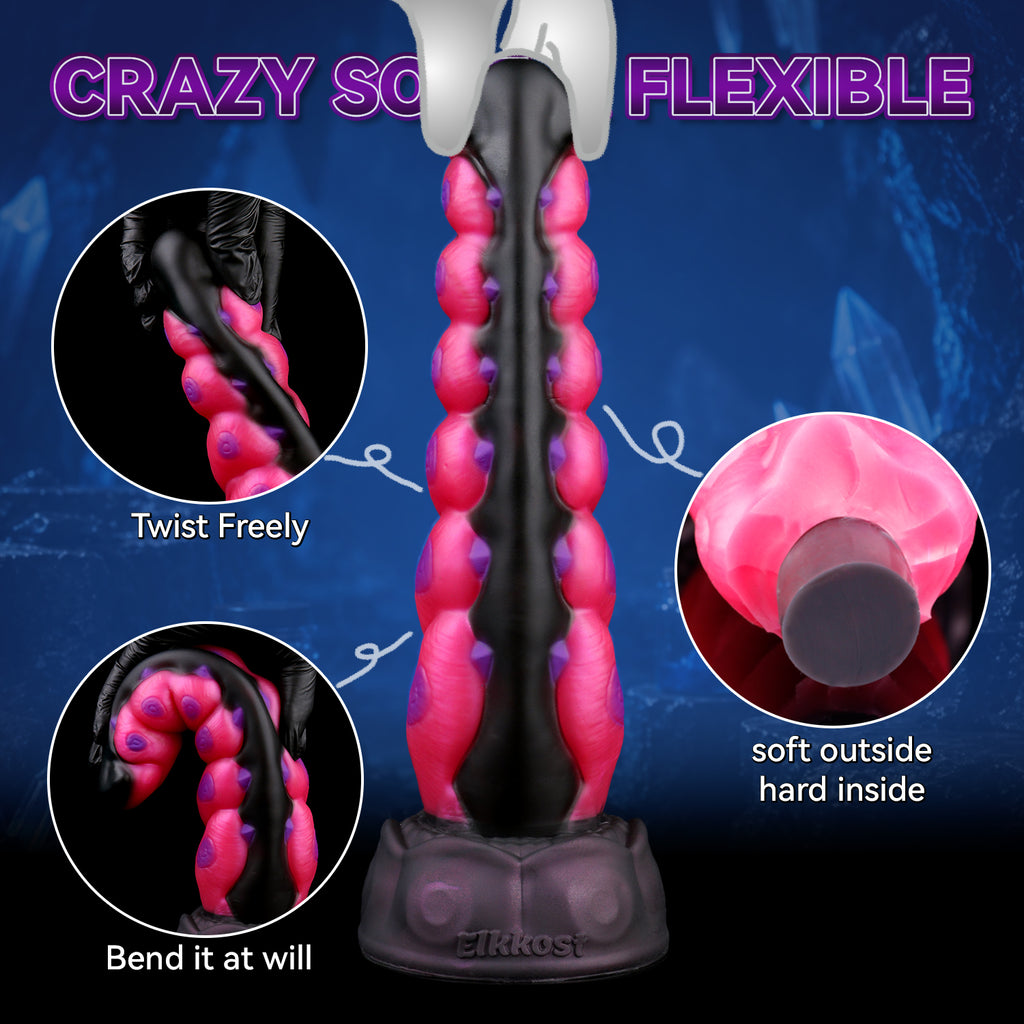 Megapede Phantom Rose Red Beaded Suction Cup Dildo