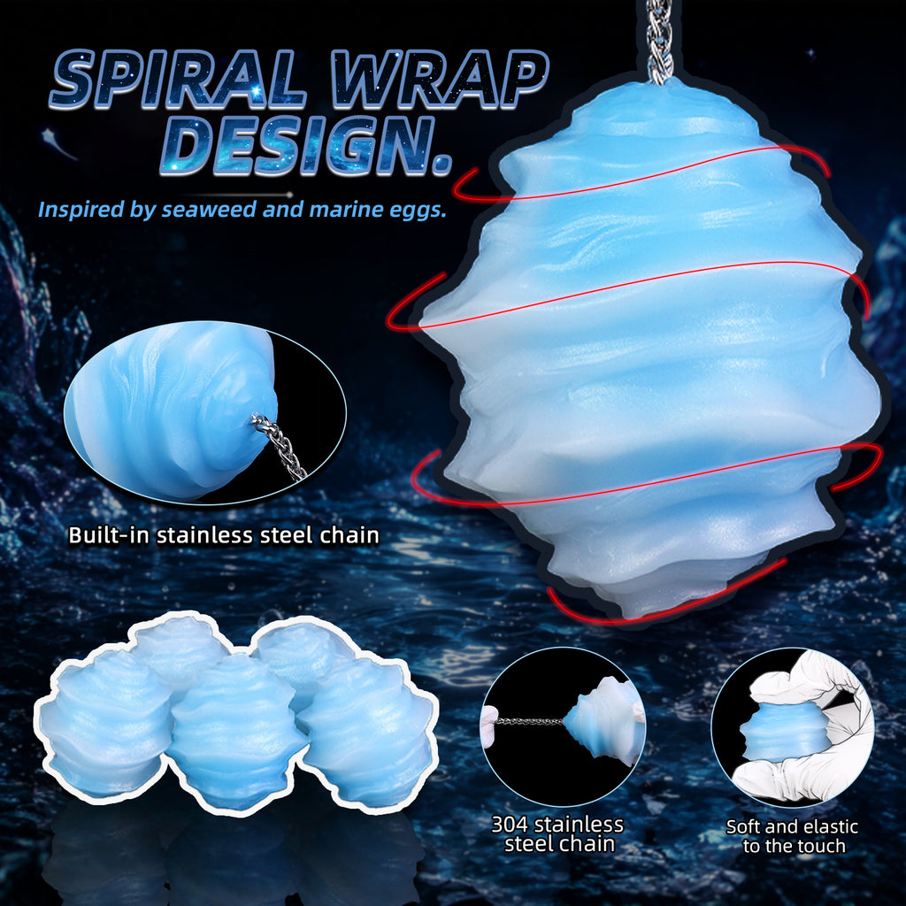 Long Chain Spiral Silicone Egg | Multi-Play Pull Toy (Anal / Vaginal / Oral)