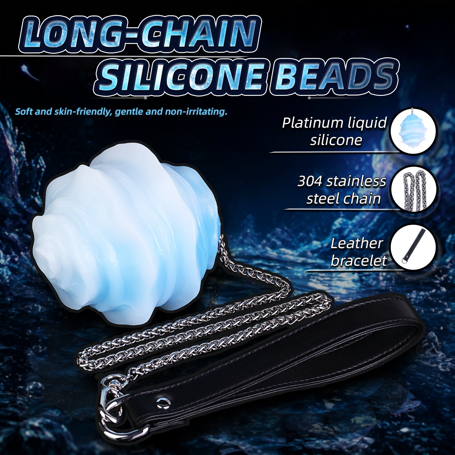 Long Chain Spiral Silicone Egg | Multi-Play Pull Toy (Anal / Vaginal / Oral)