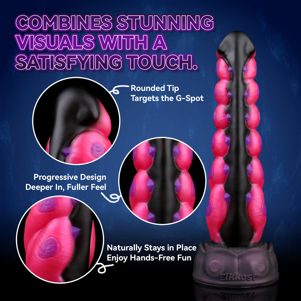 Megapede Phantom Rose Red Beaded Suction Cup Dildo