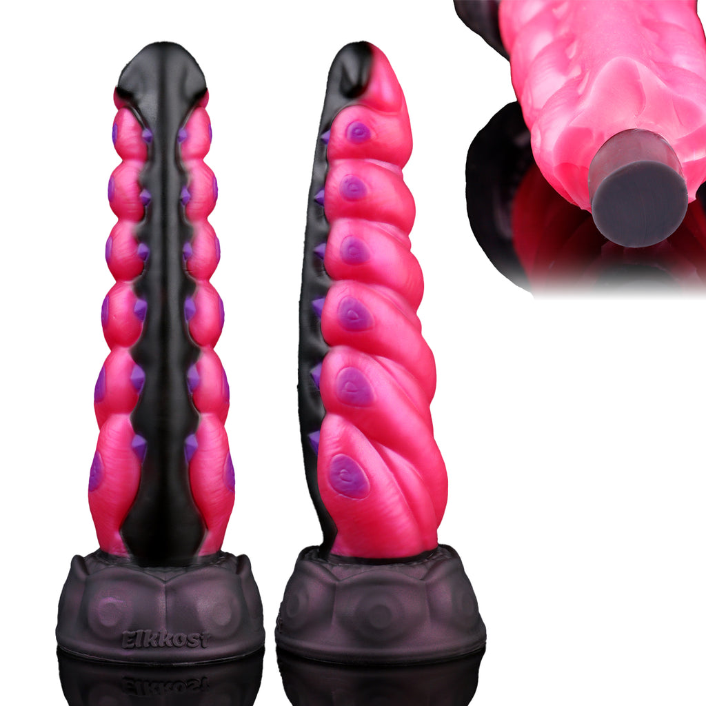 Megapede Phantom Rose Red Beaded Suction Cup Dildo
