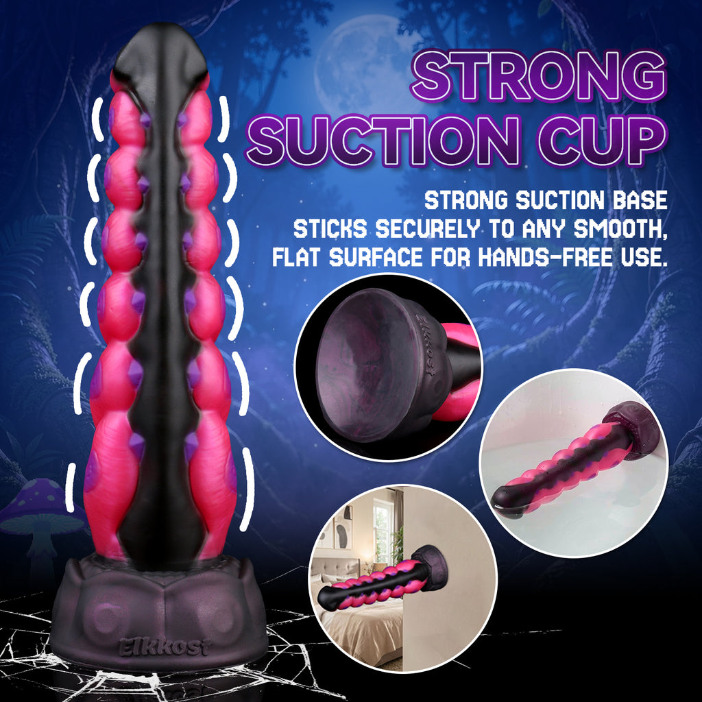 Megapede Phantom Rose Red Beaded Suction Cup Dildo