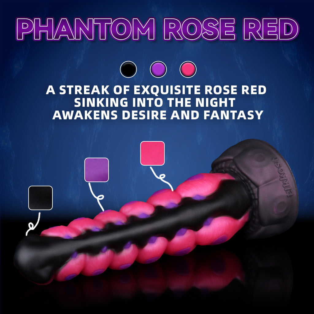 Megapede Phantom Rose Red Beaded Suction Cup Dildo