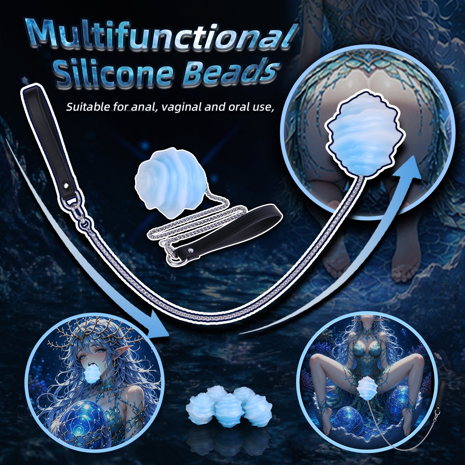Long Chain Spiral Silicone Egg | Multi-Play Pull Toy (Anal / Vaginal / Oral)